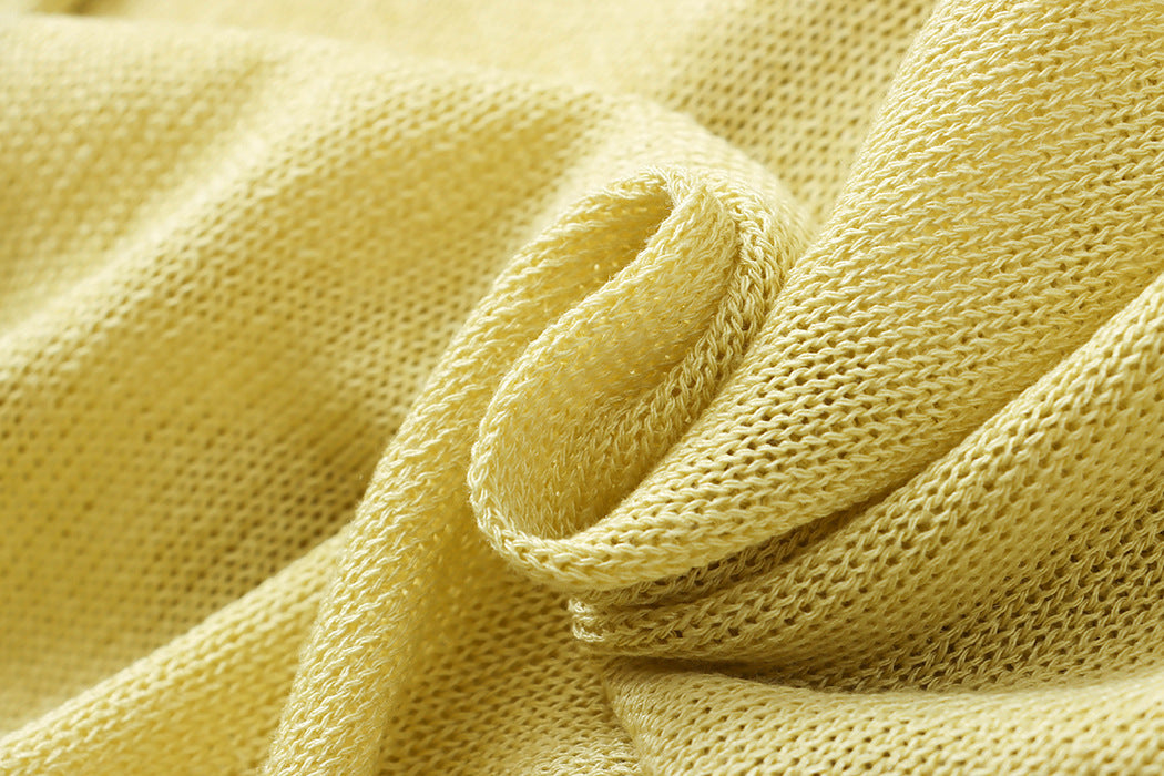 Linen-Blend Relaxed Knit Shirt Blouses