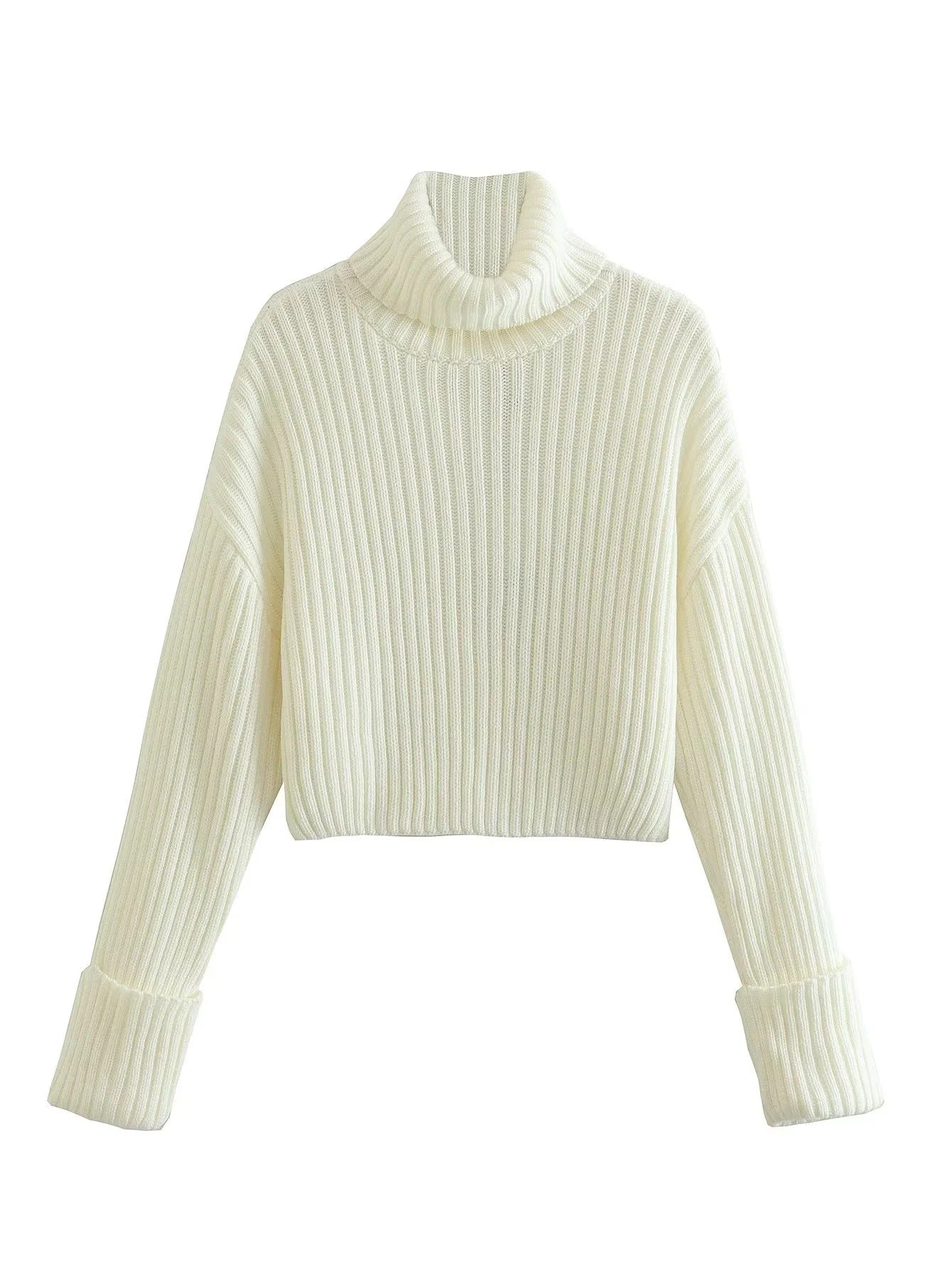 Casual High Neck Trumpet Sleeves Pullover Sweaters