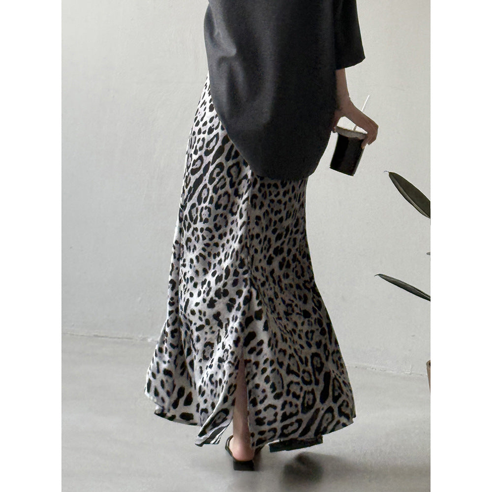 Luxury Leopard Print High-Waist A-Line Midi Skirt