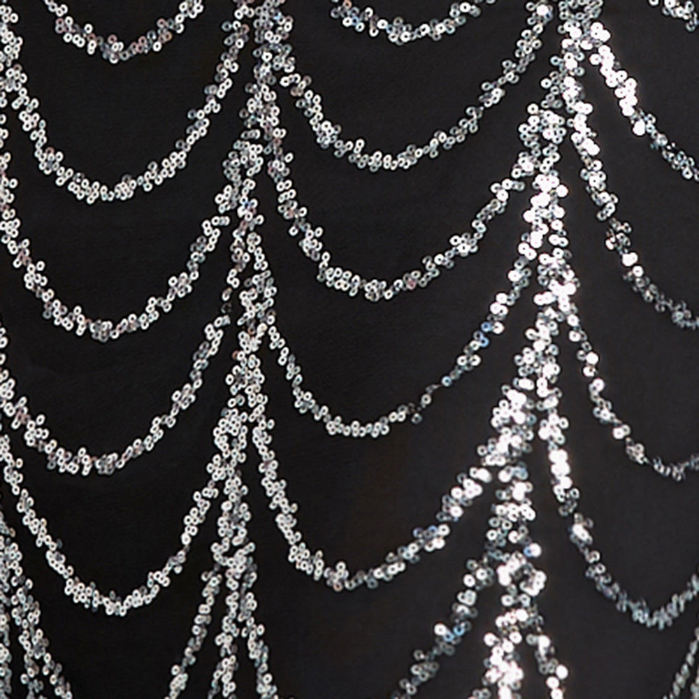 Elegant Mermaid Evening Gown – Sequined Long Sleeve Round Neck Party Dress