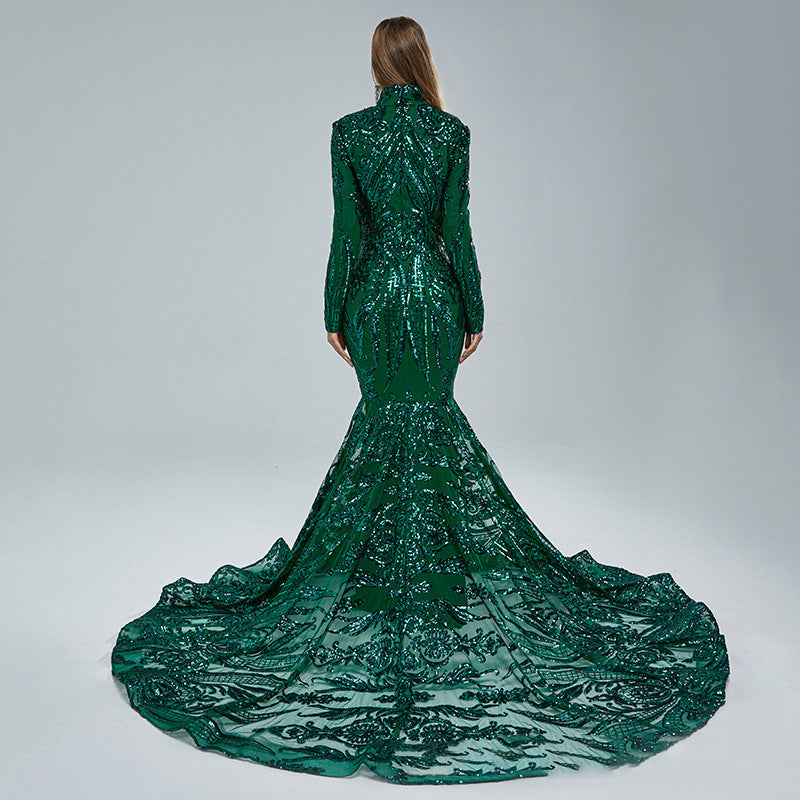Luxury Long Sleeve High Waist Evening Dress/Wedding Dresses