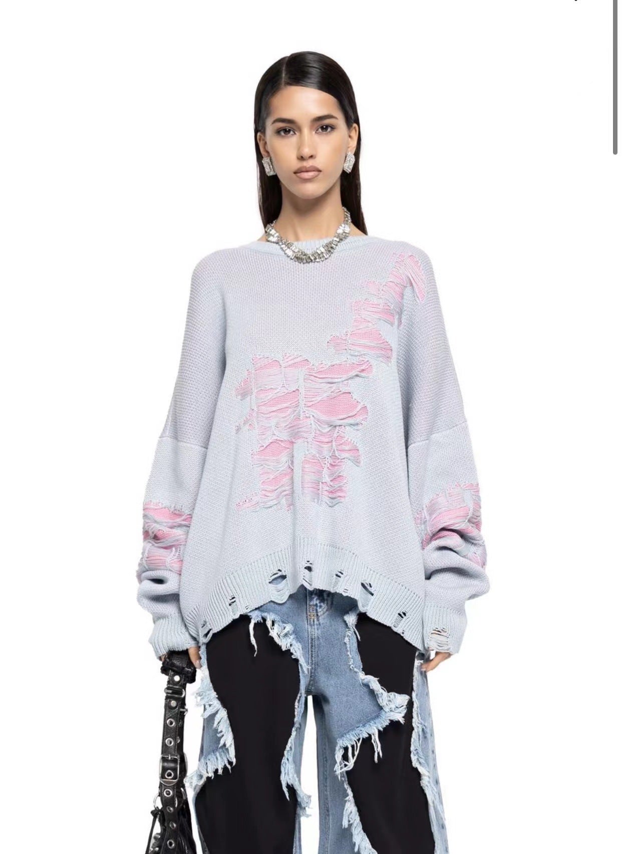 Designed Casual Broken Knitted Women Sweaters