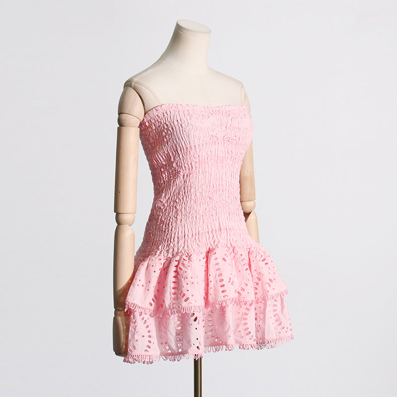 Designed Women's Holiday Style Bodycon Bandeau Beach Dress