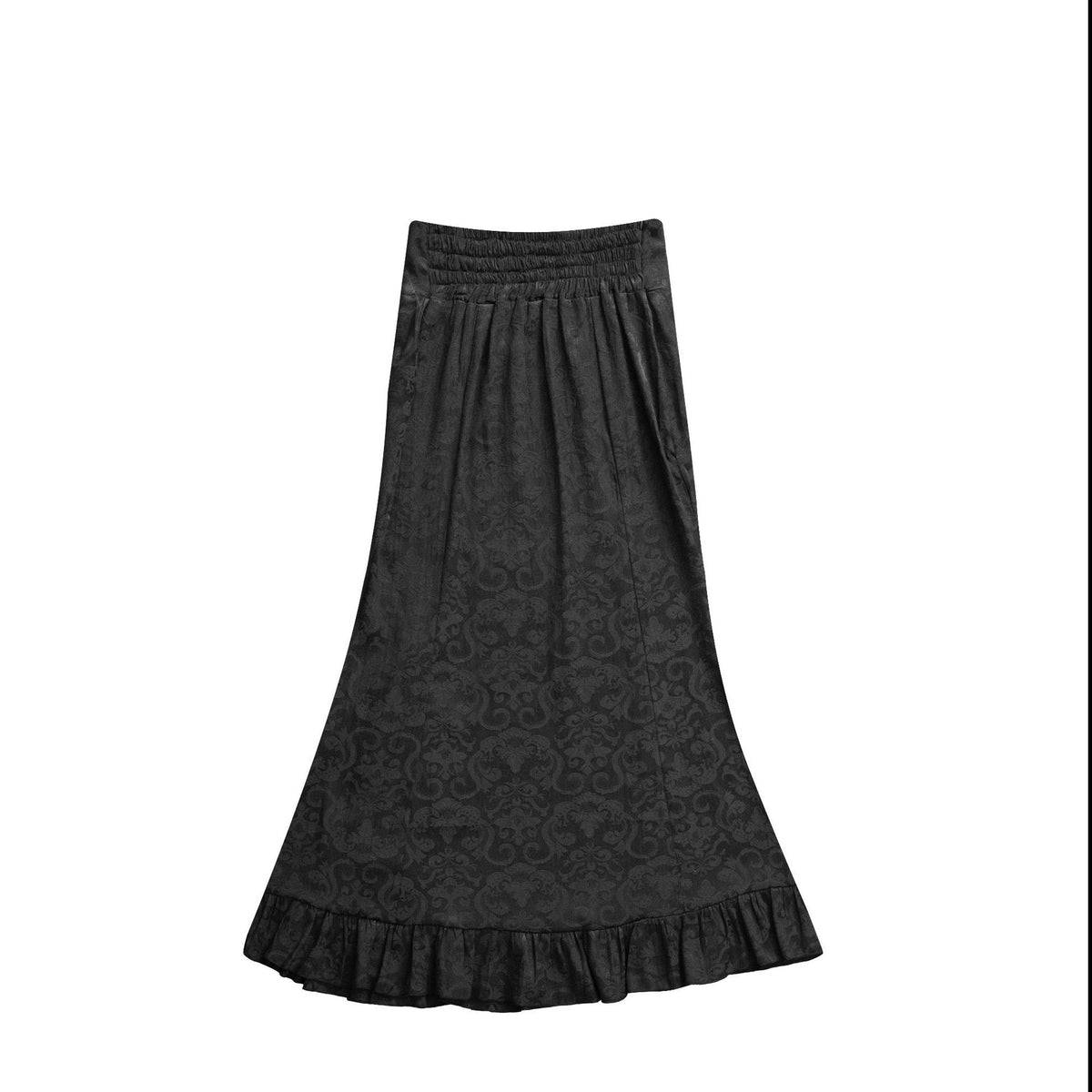 Halloween Women's Gothic Black Plus Size High-Waisted Bodycon Mermaid Maxi Skirt