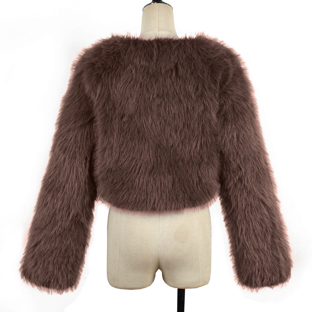 Fashionable Casual Women's Faux Fur Jacket