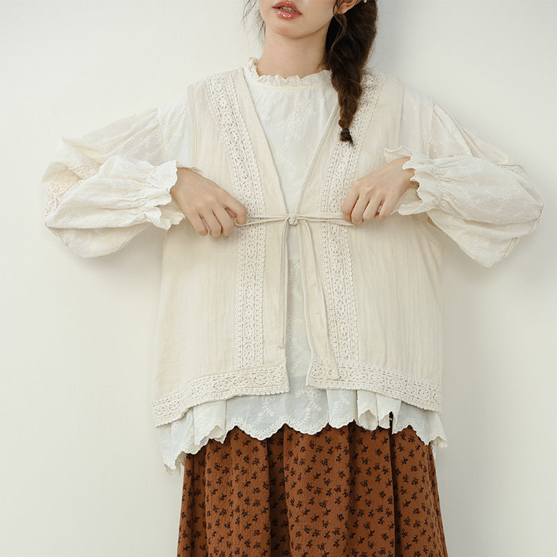 Vintage Embroidery Short Vest