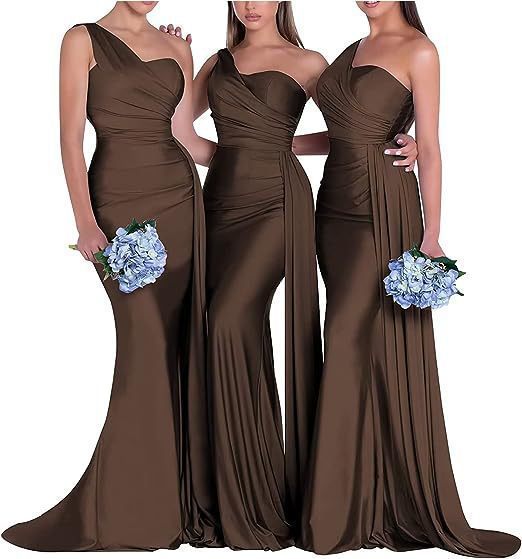 Sexy One Shoulder Mermaid Evening Dresses Bridesmaid Dresses