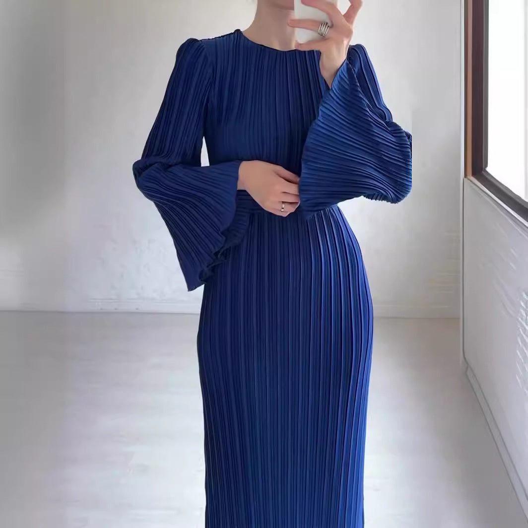 Elegant Flare Sleeves Midi Length Dresses