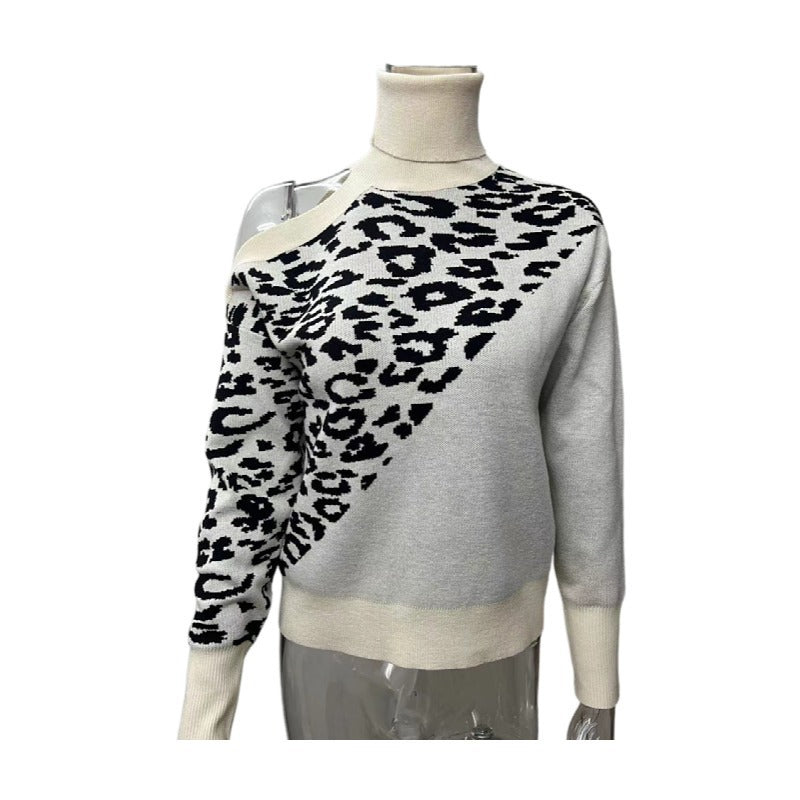 Casual Leopard Long Sleeves Knitted Sweaters