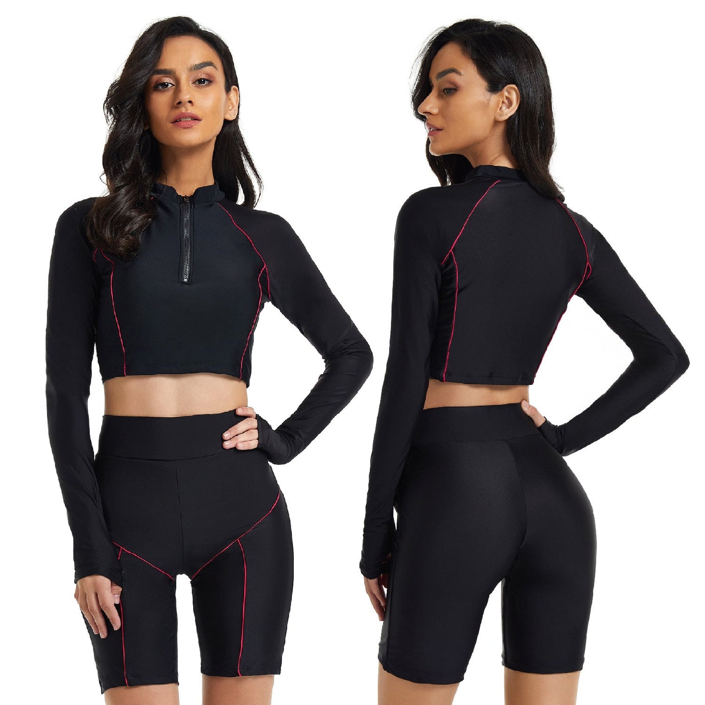 Black Zipper Surfing suits for Women