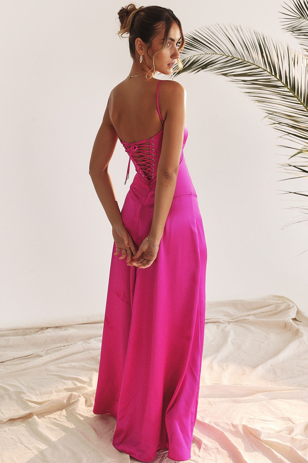 Elegant Long Satin Slip Dress with Low Back
