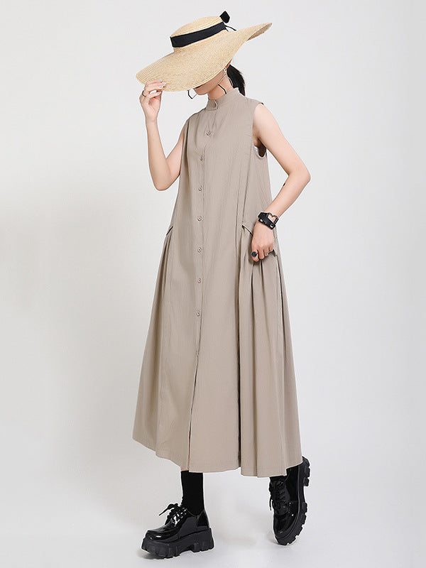 Casual Stand Collar Cotton Elegant Dresses-Dresses-Free Shipping at meselling99