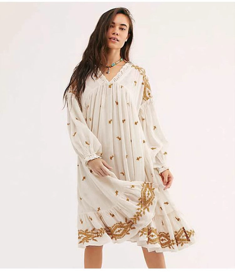 Bohemian Romantic Summer Doll Dress with Exquisite All-over Embroidery
