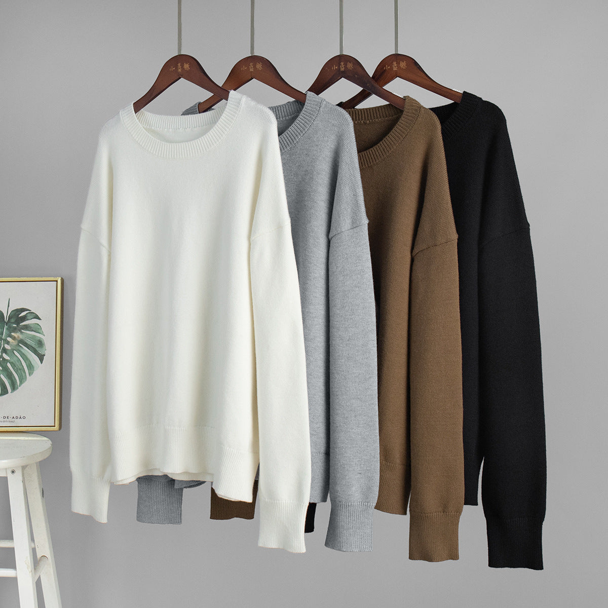 Classic Relaxed-Fit Dark Crewneck Sweater