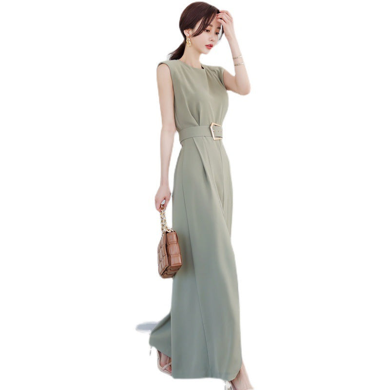 Summer Split Front Sleeveless Elegant Women Jumpsuits