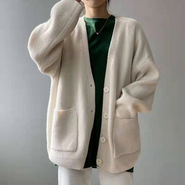 Loose Knit Cardigan – Oversized V-Neck Sweater | Soft & Cozy Casual Pullover