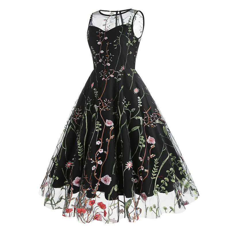 Vintage Sleeveless Embroidery Dresses-Dresses-Free Shipping at meselling99