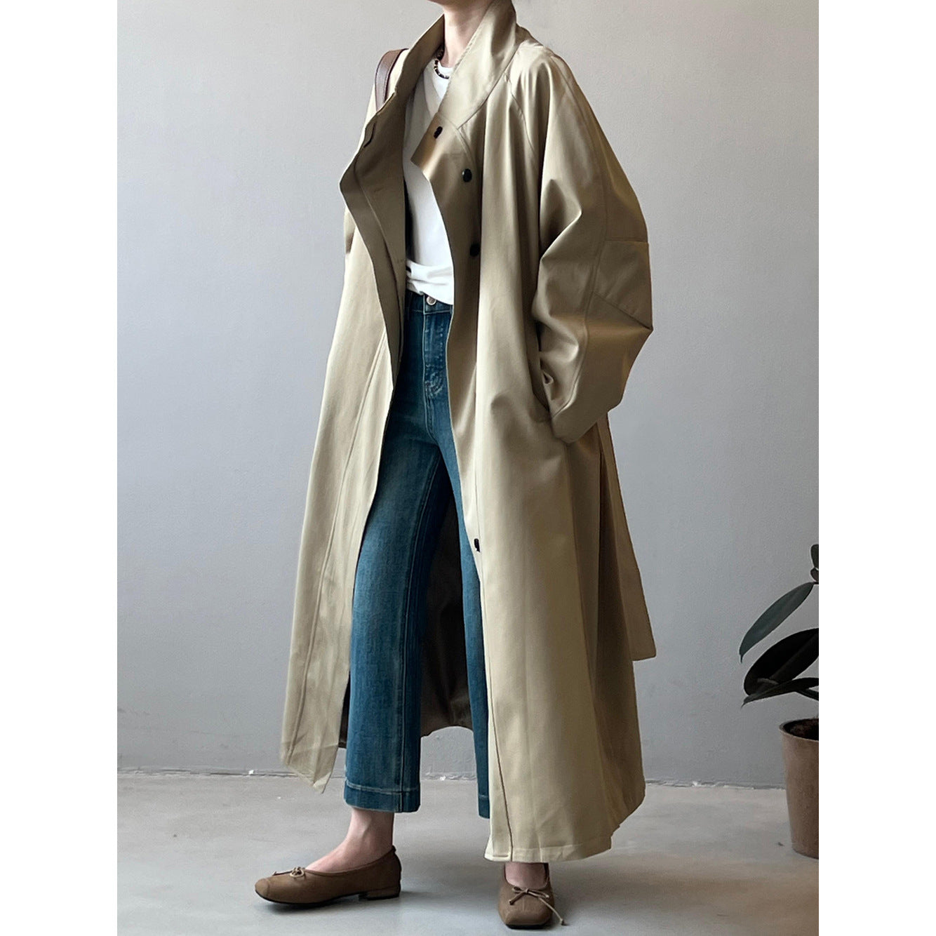 Women’s Stand Collar Long Trench Coat