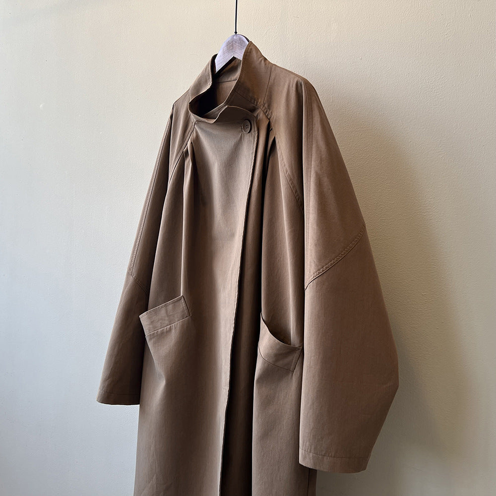 Retro Notch Lapel Single-Button Mid-Length Coat