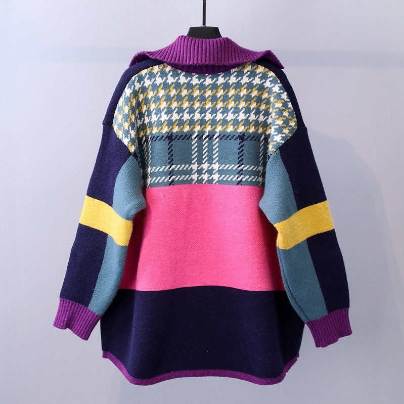 Plus Size Knit Cardigan Sweater – Loose Fit Slimming Design Women’s Top