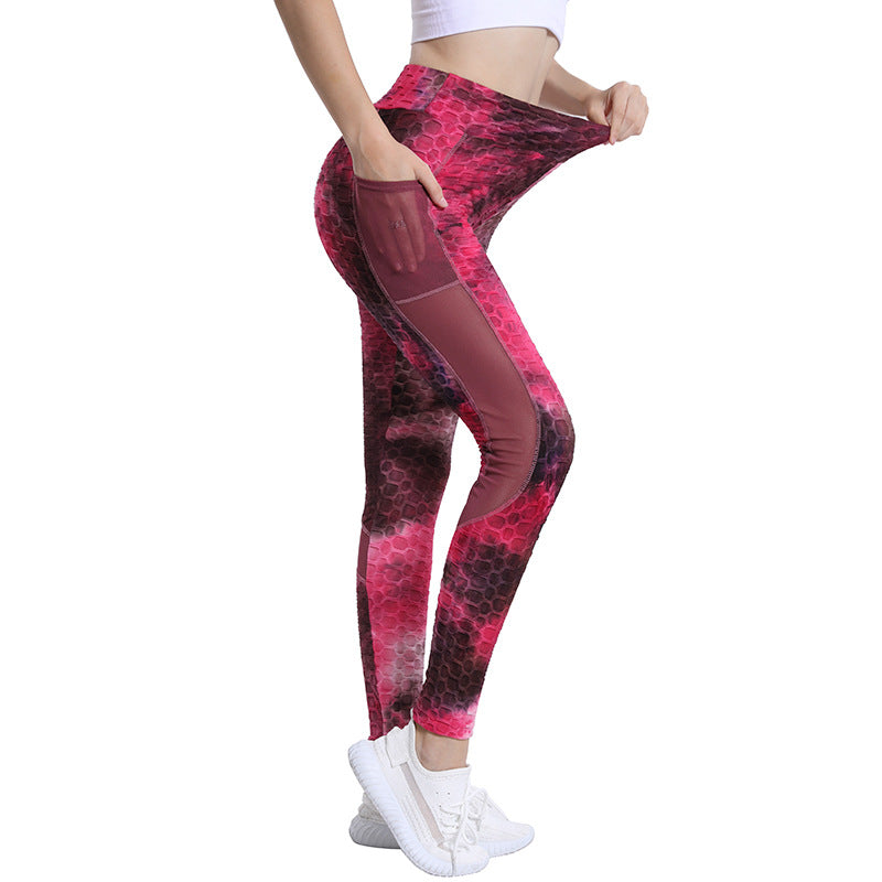 High-Waisted Mesh Panel Yoga Pants with Pockets