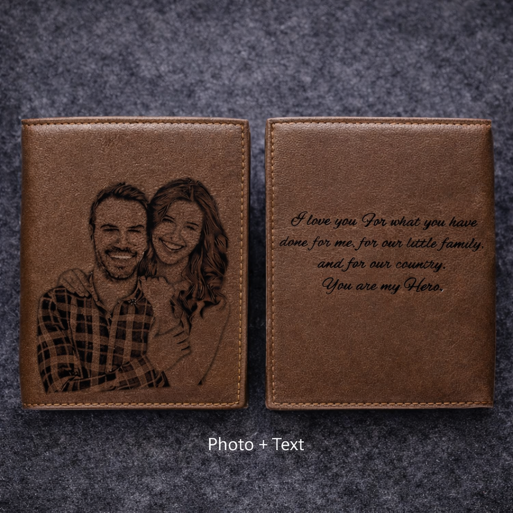 Men’s Custom Name / Photo Engraved Wallet | High-Quality PU Leather Short Purse | Personalized Gift