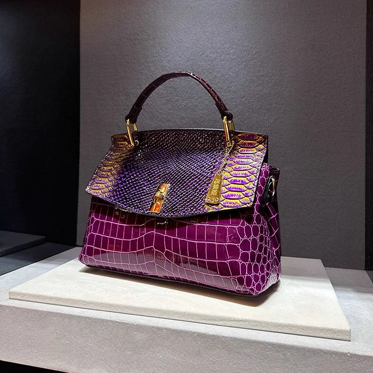 Luxury Crocodile Print Synthetic Leather Crossbody Bag for Women