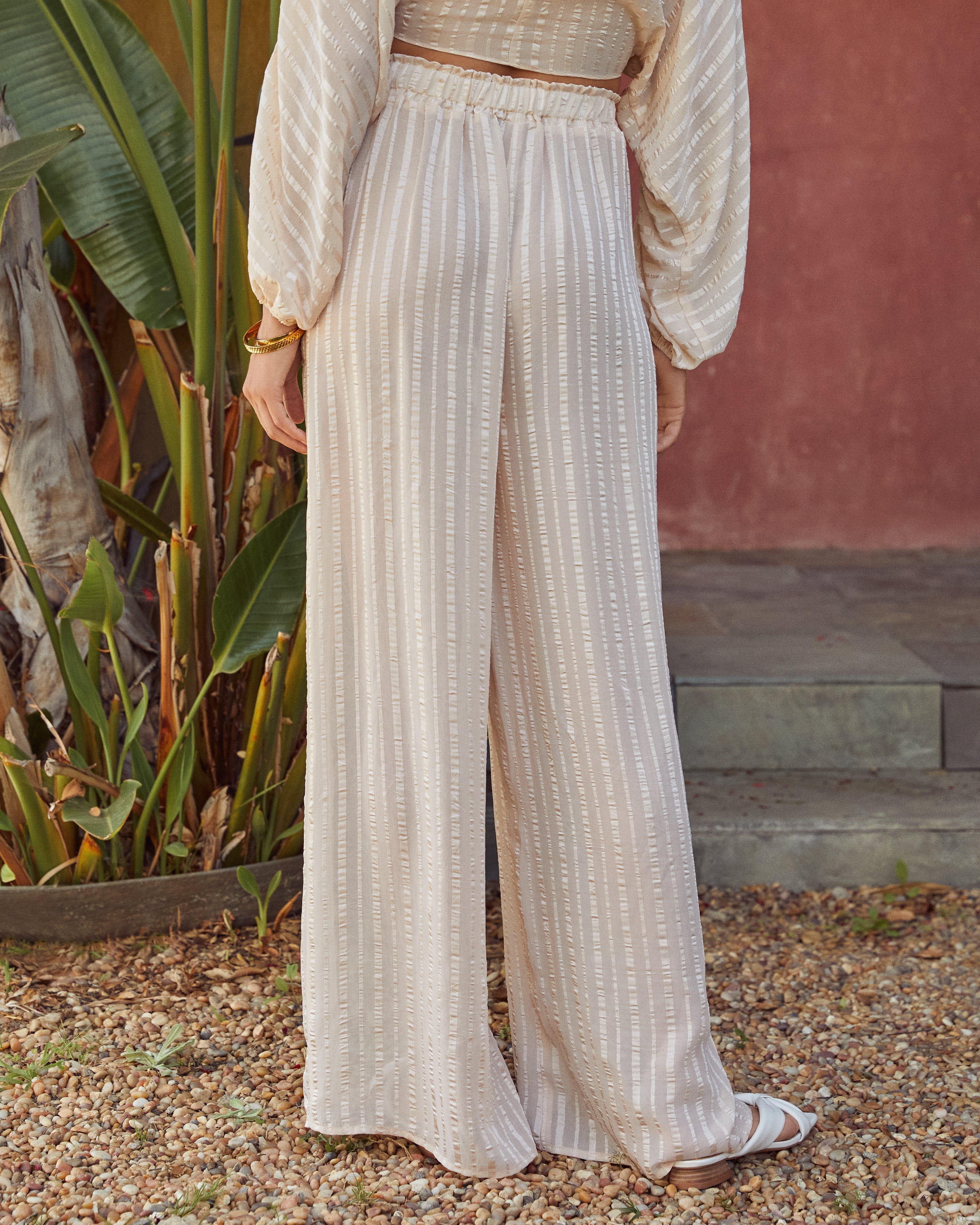 Rosales Striped High Rise Slit Pants