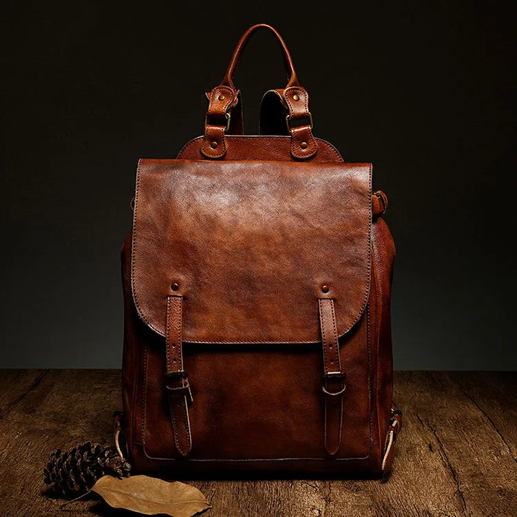 Retro Genuine Leather Casual Business Men's Backpack