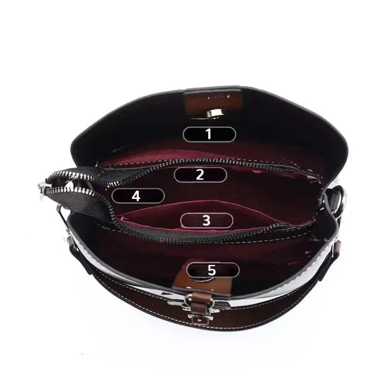 Women's Luxury Travel Bag– Retro Textured Bucket Shoulder & Crossbody Bag