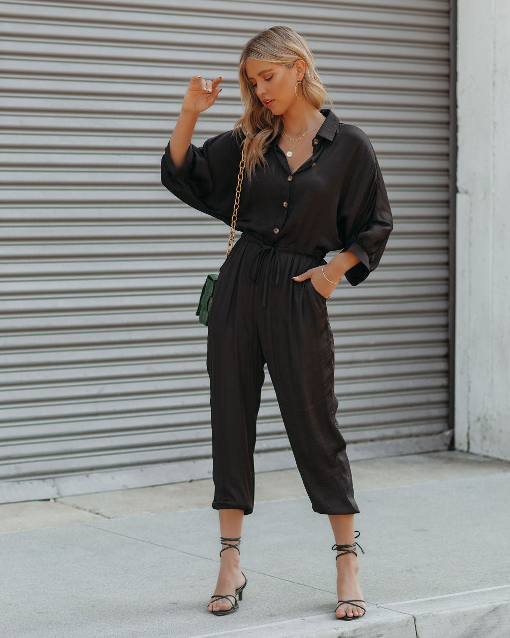 Ruby Pocketed Satin Jumpsuit