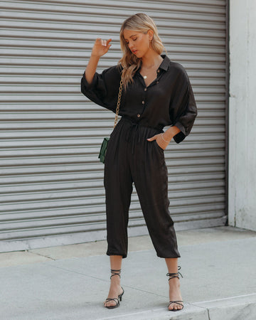 Ruby Pocketed Satin Jumpsuit