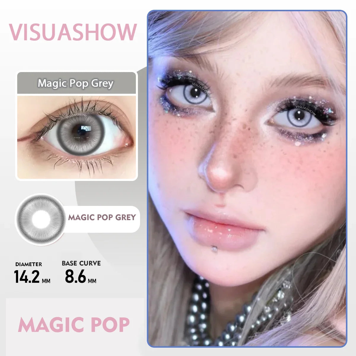 1 Pair Anime Cosplay Colored Contact Lenses, Yearly Disposable Soft Lens, Magic Pop Style for Party & Cute Eye Beauty