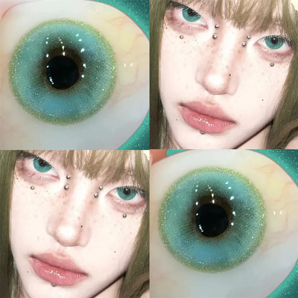 Eyes Color Contacts Colored Contact Lenses Lens Small Pupil Cosmetic Cosplay Blue 2Pcs 12 Months 1 Year Yearly Use
