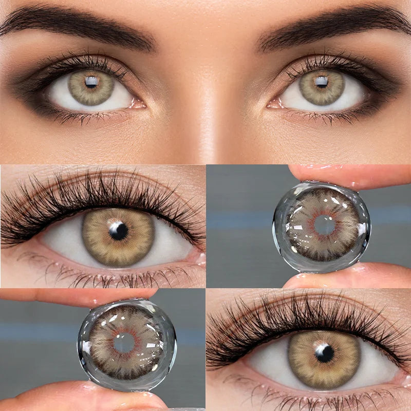 1 Pair Hot Sales Green Color Contact Lenses for Eyes Siri Series Myopia Lenses 0~-8.00 Degree High Quality Blue Iris Lens