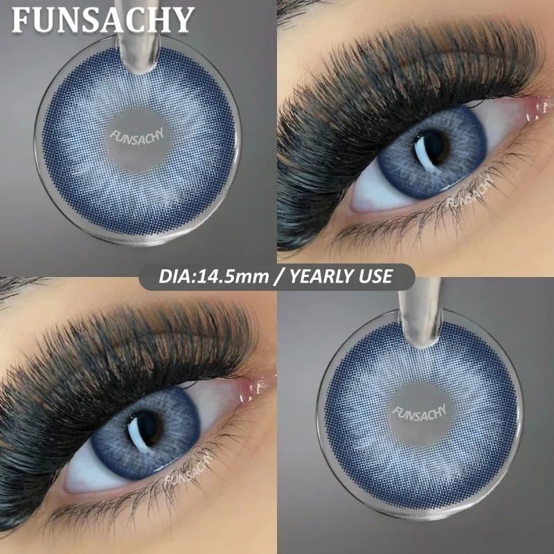 1 Pair New Colored Contact Lenses for Eyes Brown Graduated Fashion Gray Eyes Lenses Yearly Beauty Makeup Lens Women