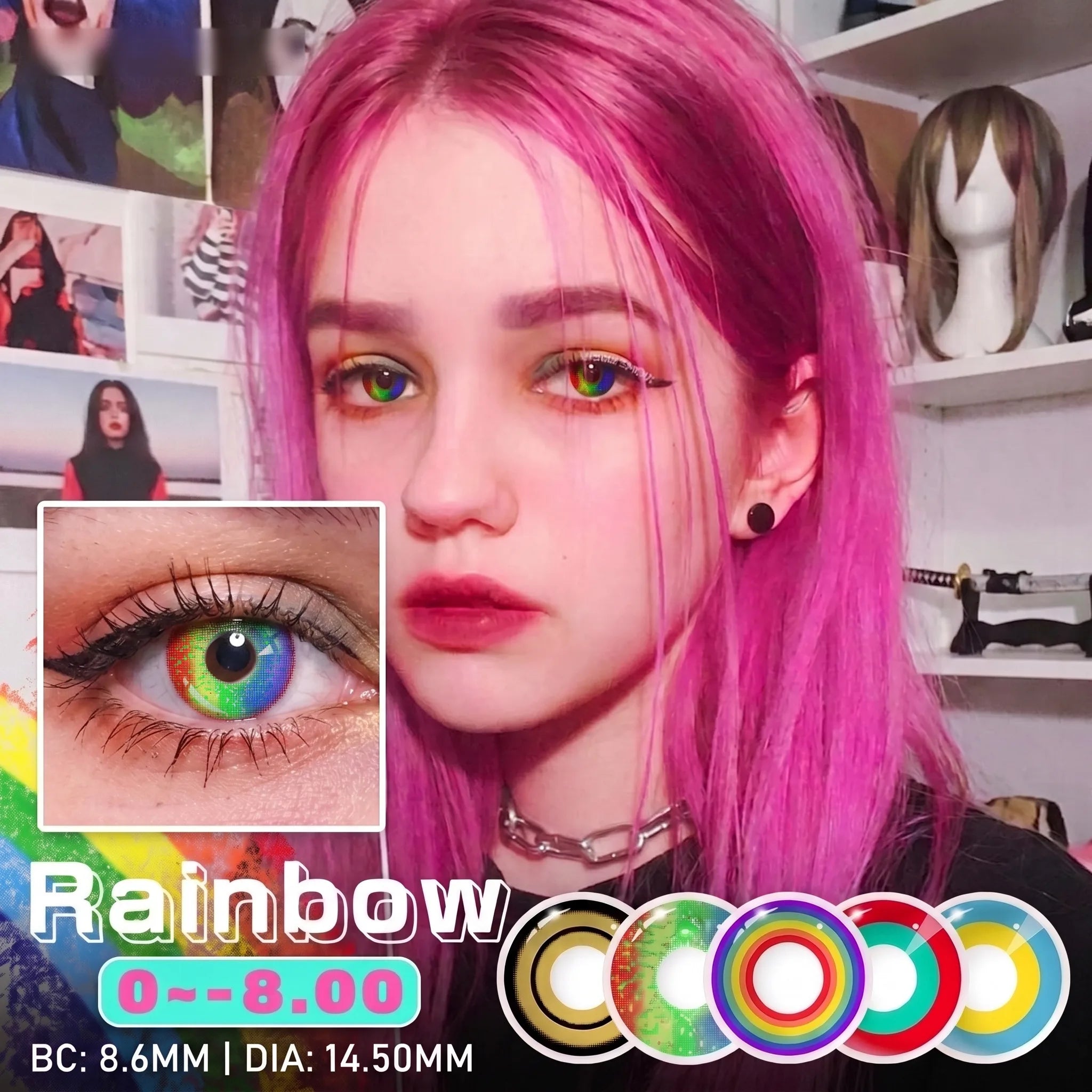 Eyes Color Contacts Colored Contact Lenses Lens Prescription Myopia Cosplay Anime 2Pcs 12 Months 1 Year Yearly Use