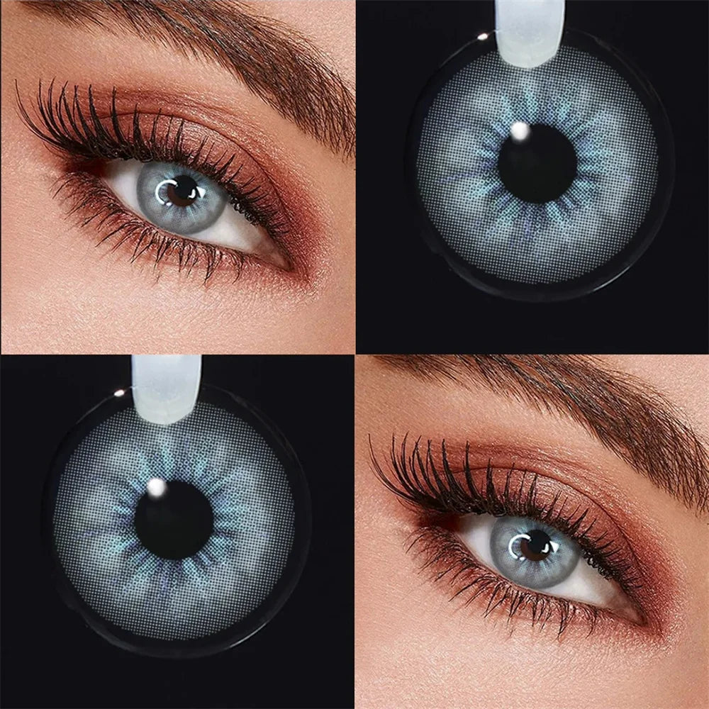 Contacts Colored Contact Lenses Lens Cosmetic Natural Brown 2Pcs 12 Months 1 Year Yearly Use