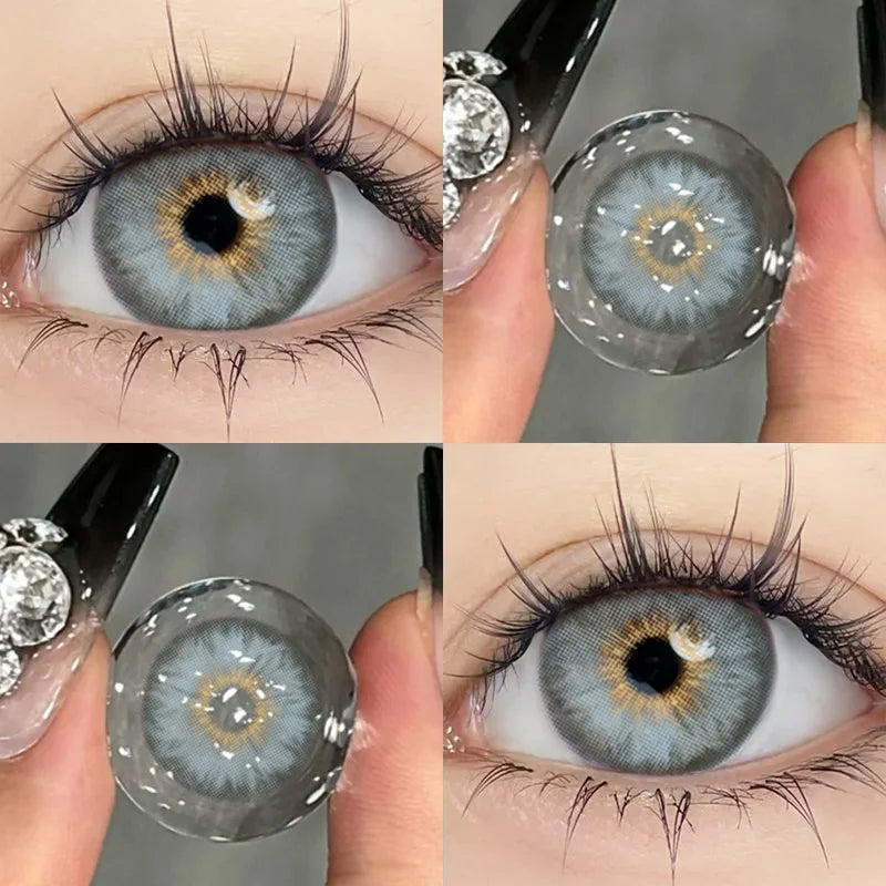 2PCS Color Contact Lenses for Eyes with diopters Myopia Green Blue Pupils Lenses Beauty Cosmetics Multicontact Lenses