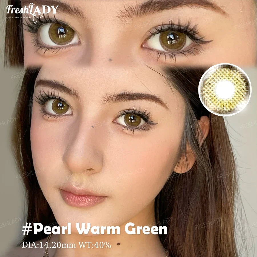 1 Pair Pearl Warm Series Colored Contact Lenses Natural Brown Pupils Eyes Contact lenses Blue Soft Contacts 14.20mm