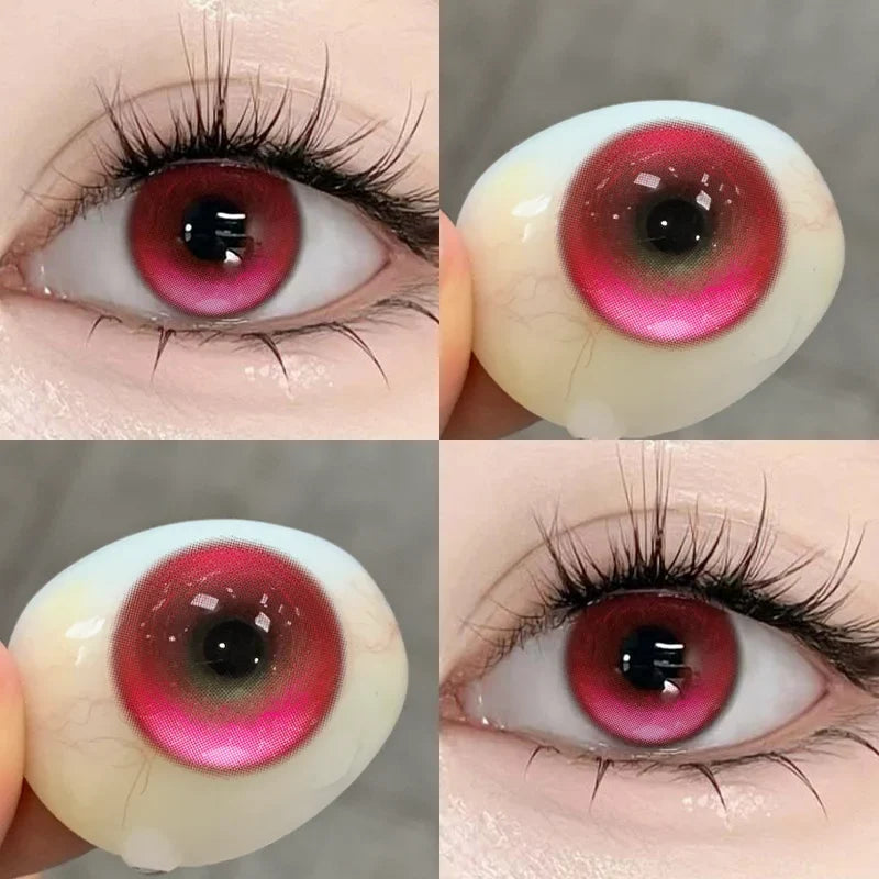 1 Pair Colored Contacts with Diopter Blue Green Red Pupils Beauty Korean Lenses Circle Brown Lenses Yearly New