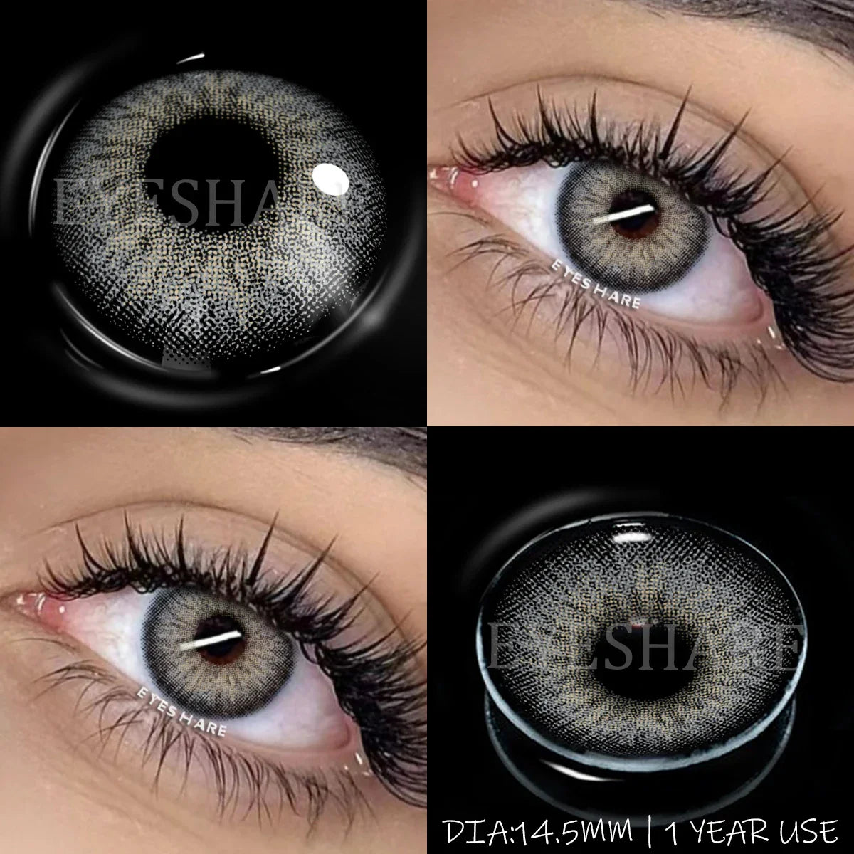 Yearly Use black Color Contact Lenses Cosmetic Natural Contact Lenses Soft Eye Lenses Beauty Pupils 1 Pair 14.2mm