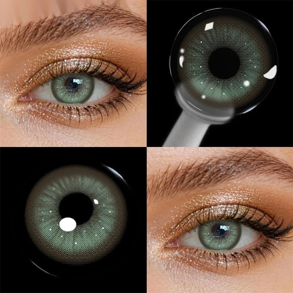 Eye Eyes Color Contacts Colored Contact Lenses Lens Cosmetics Beauty Blue Green 14.5mm 2Pcs 6 Months Half Year Use