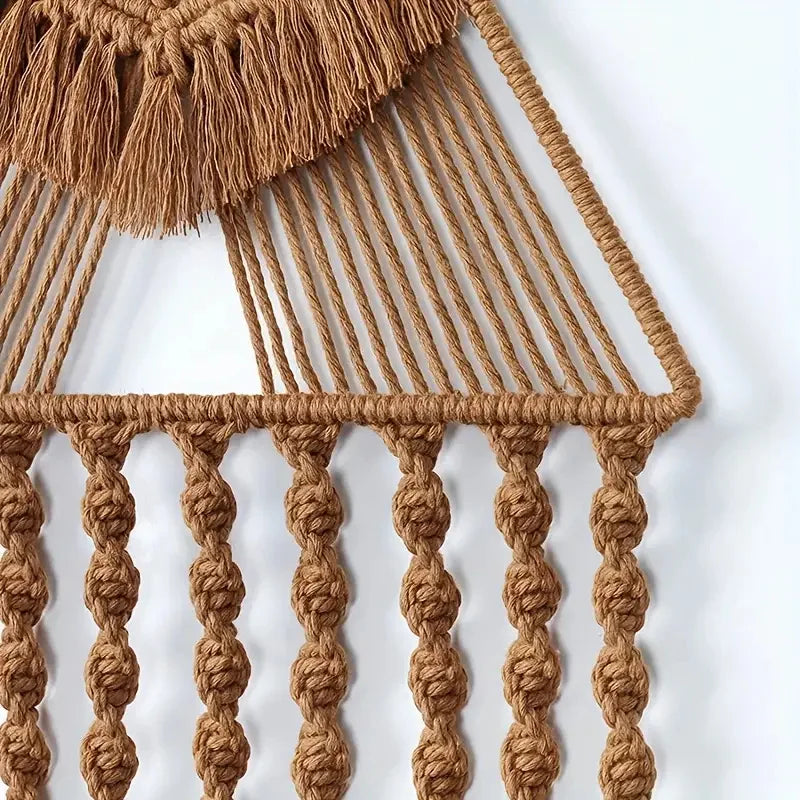 Minimalist Modern Style Hand Knitting Pendant Tassel Cotton Pendant Creativity Home Decoration Bedroom Door Decorative Brown