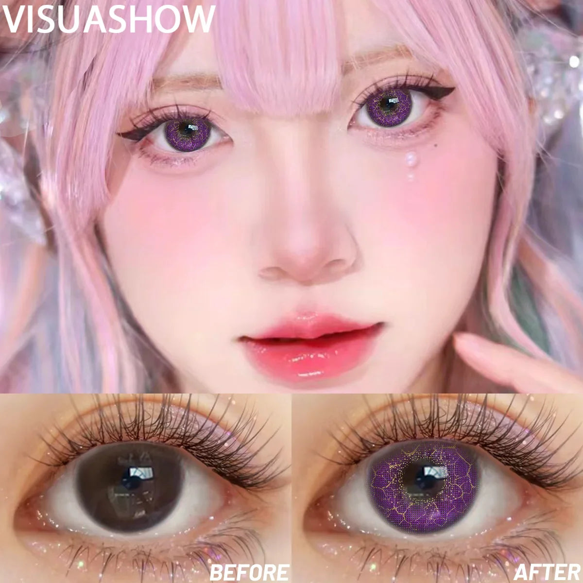 6 Months Disposable Kawaii Green Anime Cosplay Colored Contact Lenses for Coser Daily Party Eye Beauty Soft Contacts