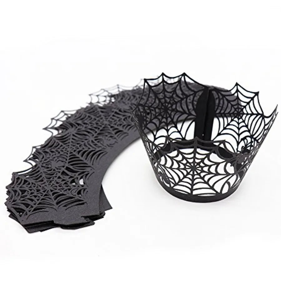 Halloween Cupcake Wrappers, Spider Web Cupcake Wrapper, Halloween Party Decorations Supplies 36Pcs