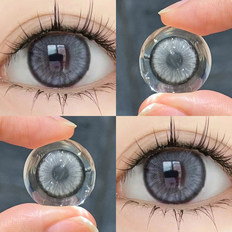 1Pair Soft Contact Lenses Grey Lenses Blue Eye Diameter 14.5mm  14.2mm 14.0mm Grey Lens Myopia Degree Beautiful Pupil