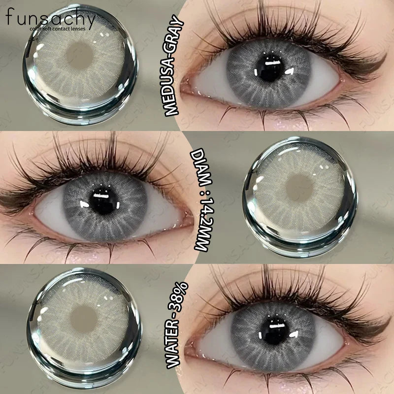 2PCS Colored Eye Lenses Brown Colorcon Contact Lenses Grey High Quality Natural Pupils Blue Cosmetic Beauty Lens Yearly