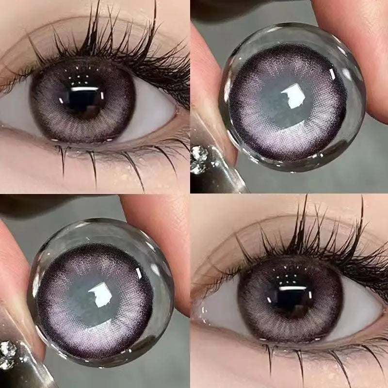 1 Pair Colored Contact Lenses with Myopia for Eyes Lenses Purple Pupils Beautiful Prescription Cosmetic Free Shipping