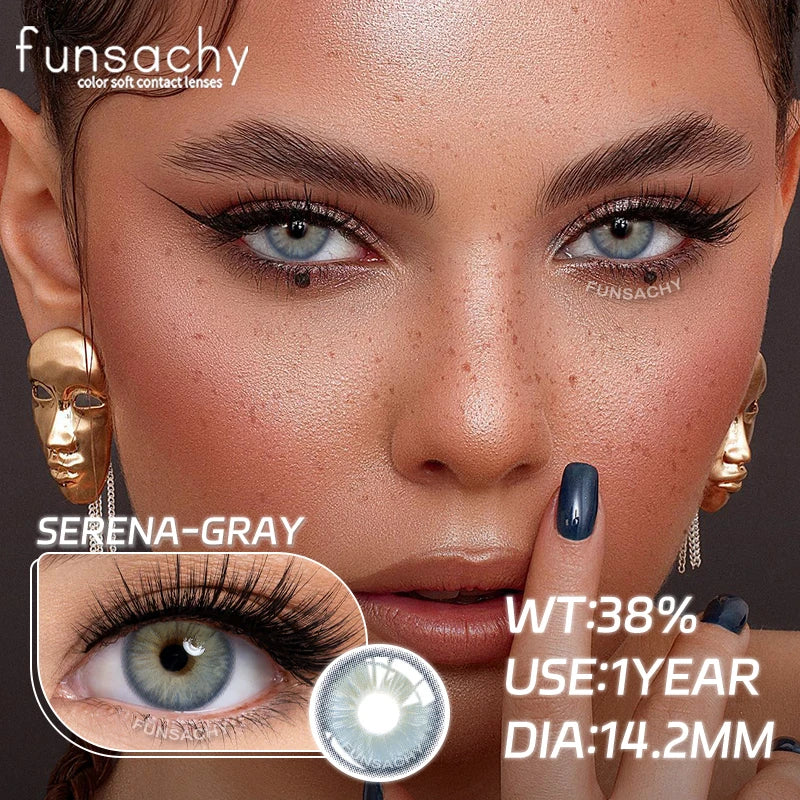1 Pair New Colored Contact Lenses for Eyes Brown Graduated Fashion Gray Eyes Lenses Yearly Beauty Makeup Lens Women